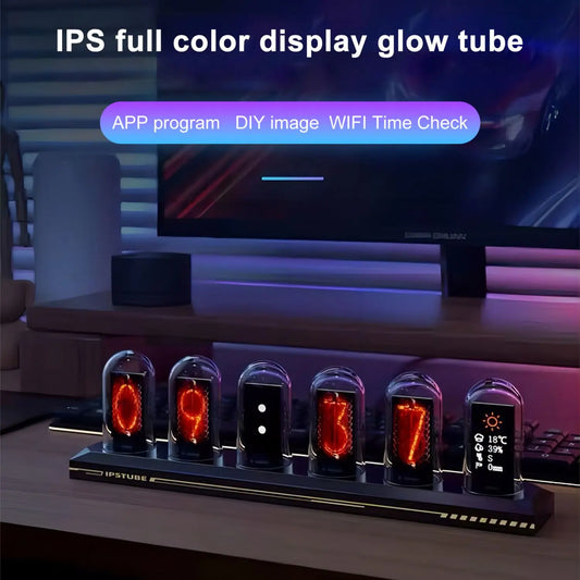 RGB Nixie Tube Clock – LED Glows with IPS Color Screen and DIY Analog/Digital Display