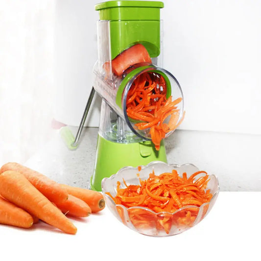 Manual Rotary Vegetable Slicer – Round Mandoline Kitchen Grater & Cutter