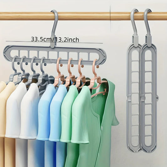 3pcs Plastic 9-Hole Foldable Hangers – Heavy Duty Space-Saving Clothes Organizer
