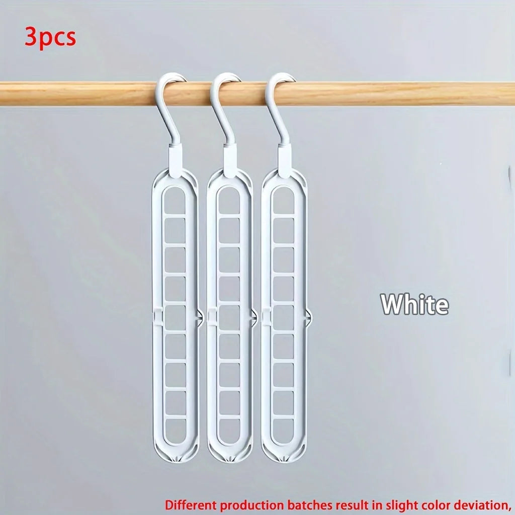 3pcs Plastic 9-Hole Foldable Hangers β Heavy Duty Space-Saving Clothes Organizer