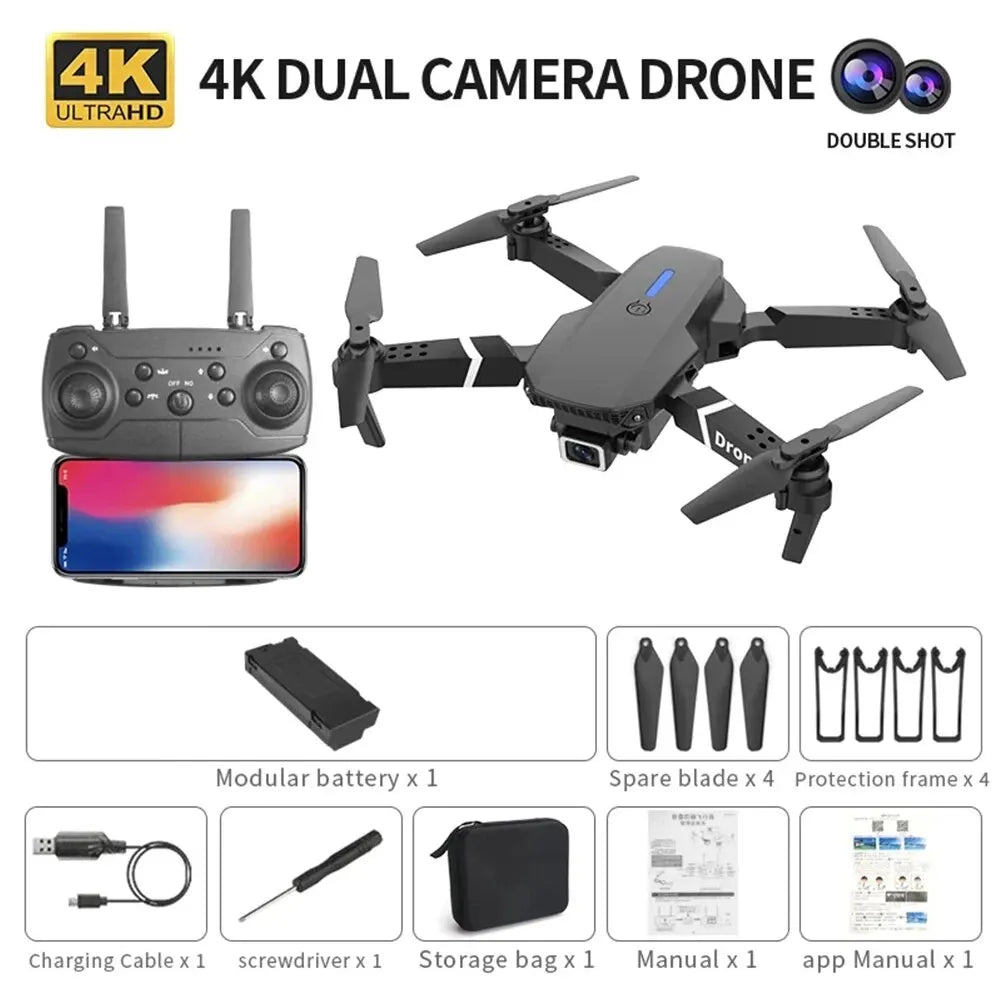 E88 4K Professional Drone – Foldable RC Quadcopter with HD Camera & WiFi FPV