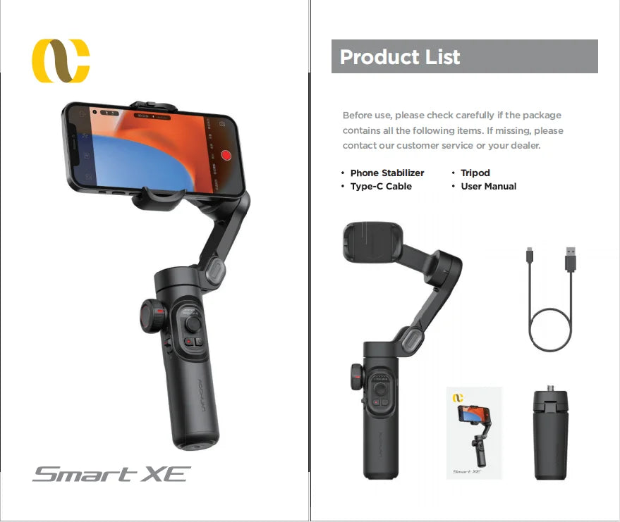AOCHUAN 3-Axis Handheld Gimbal Stabilizer Smart XE โ Perfect Stabilization for Smartphone Filming