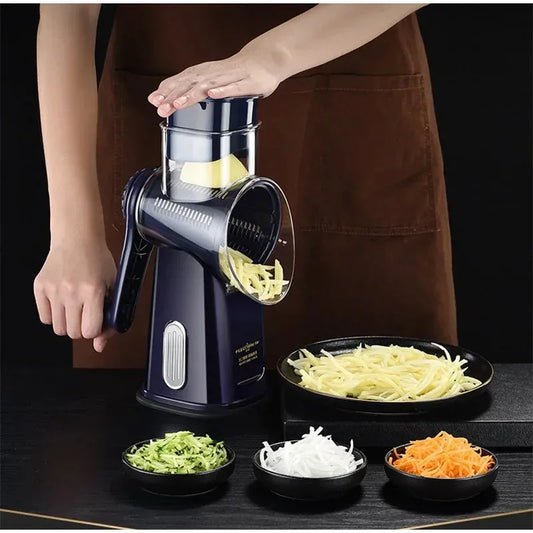 Kitchen Rotary Vegetable Slicer – Multifunctional Cheese Grater & Shredder