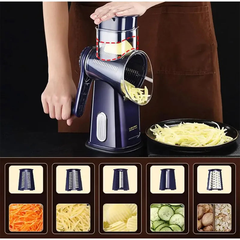 Kitchen Rotary Vegetable Slicer β Multifunctional Cheese Grater & Shredder
