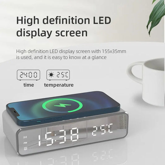 Wireless Charger Time Alarm Clock – All-in-One Charging Dock Station