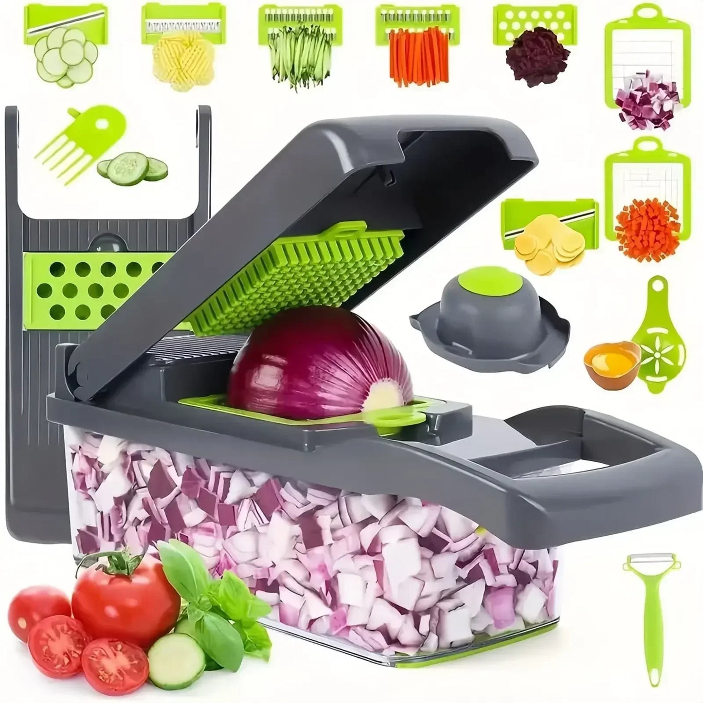 14/16-in-1 Multifunctional Vegetable Chopper β Food Grater, Slicer, and Dicer