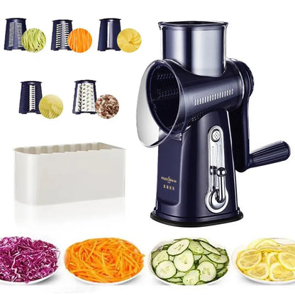 Kitchen Rotary Vegetable Slicer – Multifunctional Cheese Grater & Shredder