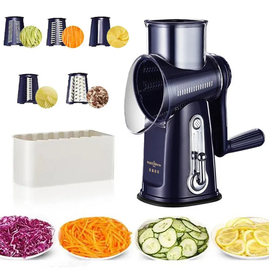 Kitchen Rotary Vegetable Slicer – Multifunctional Cheese Grater & Shredder