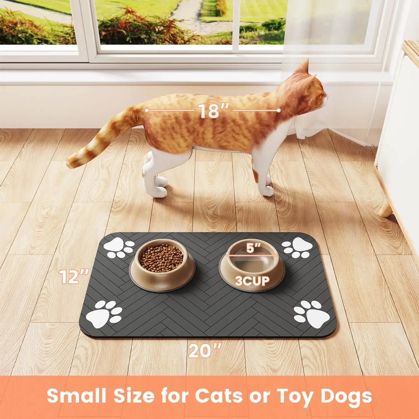 Absorbent Pet Feeding Mat – Waterproof Placemat for Dog & Cat Bowls