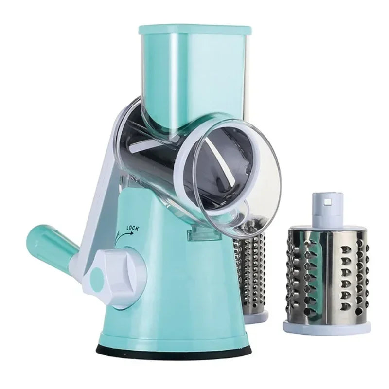 Manual Rotary Vegetable Slicer – Round Mandoline Kitchen Grater & Cutter