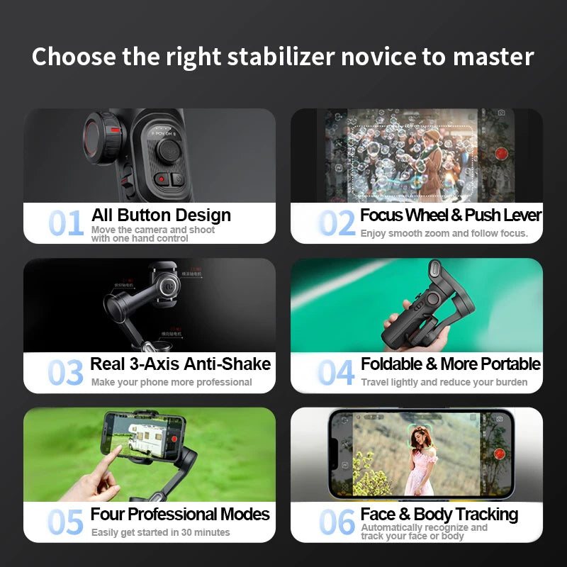 AOCHUAN 3-Axis Handheld Gimbal Stabilizer Smart XE – Perfect Stabilization for Smartphone Filming