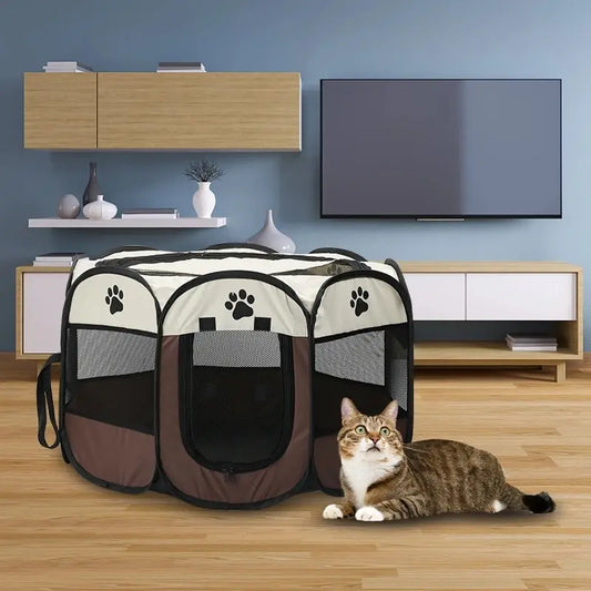 Portable Foldable Pet Tent – Octagonal Puppy Shelter & Outdoor Kennel