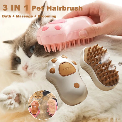 3-in-1 Pet Brush – Electric Spray Grooming Comb for Cats & Dogs