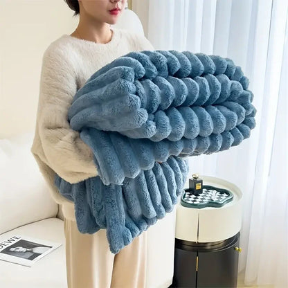Light Luxury Solid Color Rabbit Velvet Blanket – Warmth & Elegance Combined