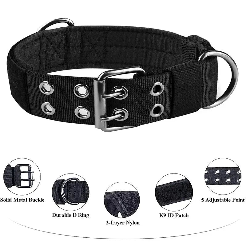 1pc Medium to Large Nylon Tactical Pet Dog Collar – Adjustable & Durable
