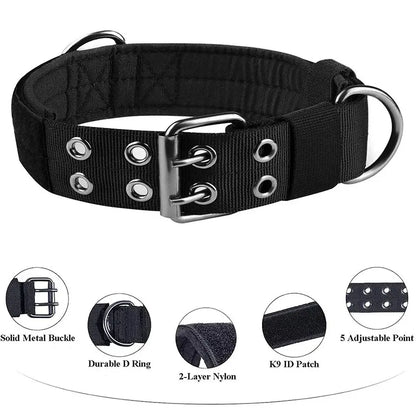 1pc Medium to Large Nylon Tactical Pet Dog Collar – Adjustable & Durable