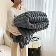 Light Luxury Solid Color Rabbit Velvet Blanket – Warmth & Elegance Combined
