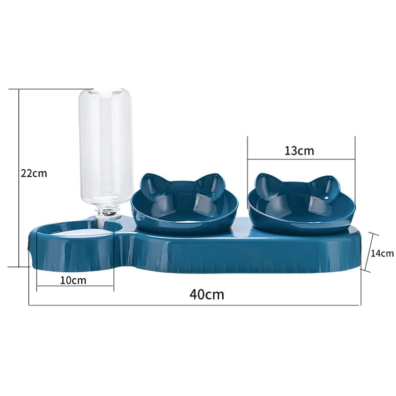 3-in-1 Cat Feeder – Automatic Water Dispenser & Double Bowl Pet Food Container