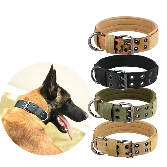 1pc Medium to Large Nylon Tactical Pet Dog Collar – Adjustable & Durable