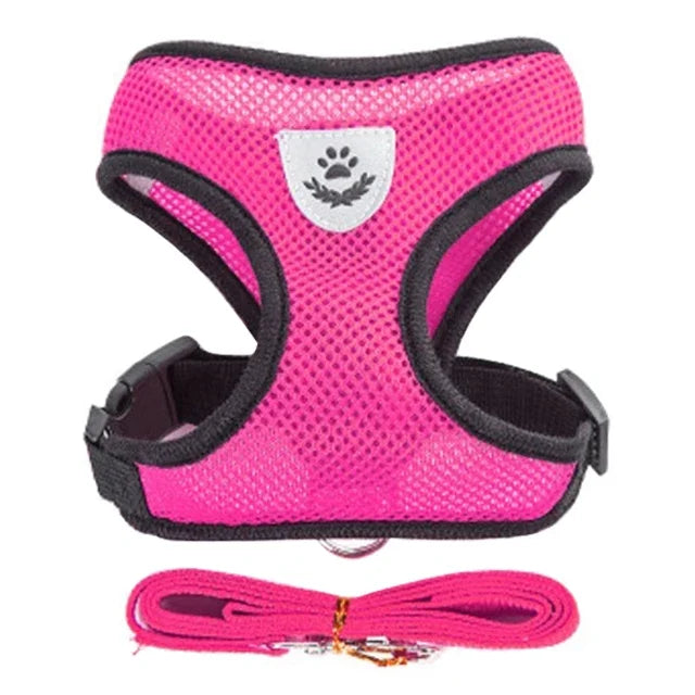 Cat Harness Vest & Walking Lead Leash – Adjustable Mesh Dog Harness for Small & Medium Pets