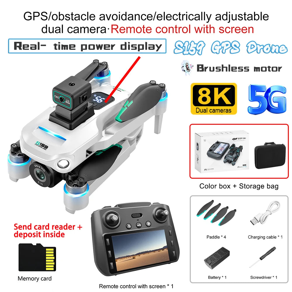 S159 GPS Drone – 8K HD Camera FPV Quadcopter with Obstacle Avoidance & 5G Image Transfer