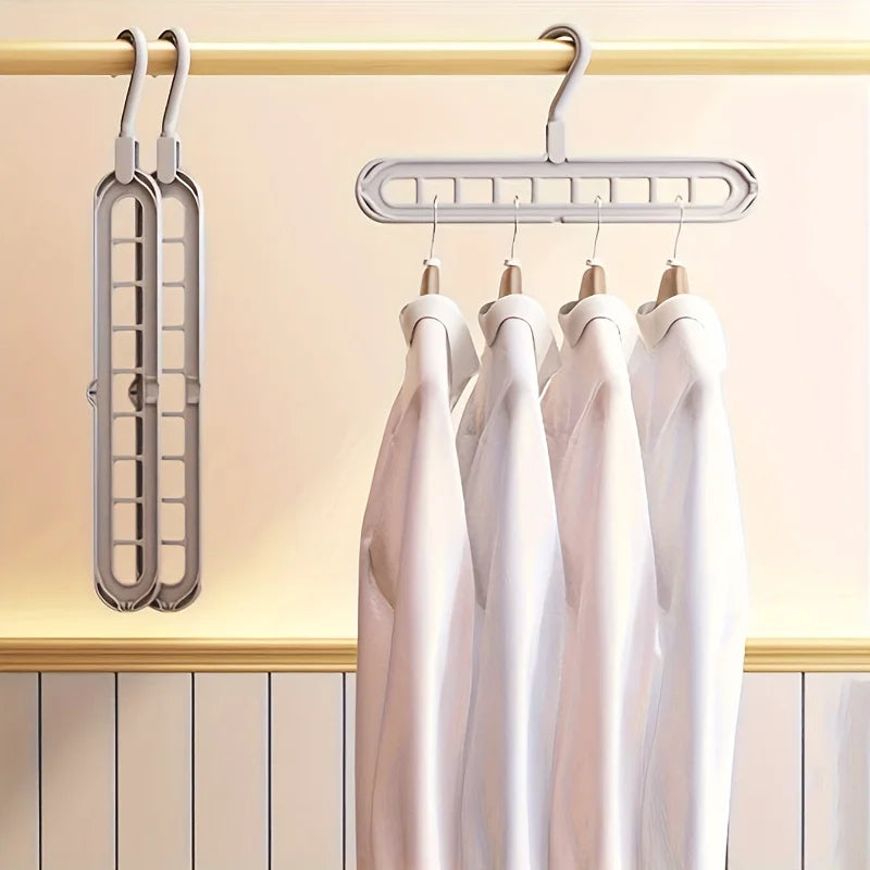3pcs Plastic 9-Hole Foldable Hangers – Heavy Duty Space-Saving Clothes Organizer