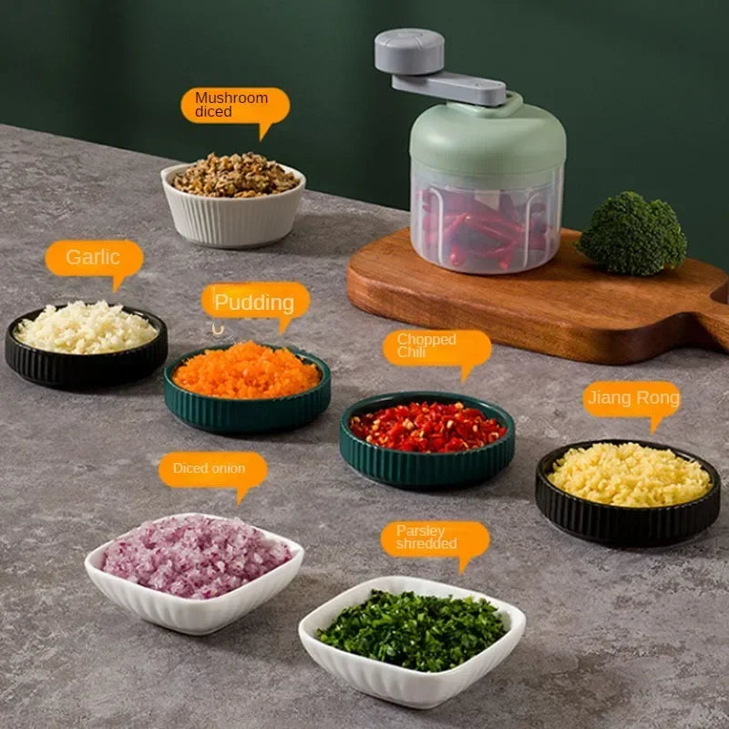 Multifunctional Vegetable Chopper – Manual Hand-Cranked Food Processor for Easy Mincing