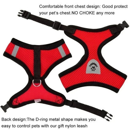 Cat Harness Vest & Walking Lead Leash – Adjustable Mesh Dog Harness for Small & Medium Pets