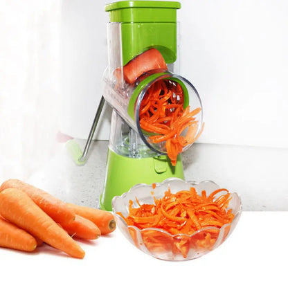 Manual Rotary Vegetable Slicer – Round Mandoline Kitchen Grater & Cutter