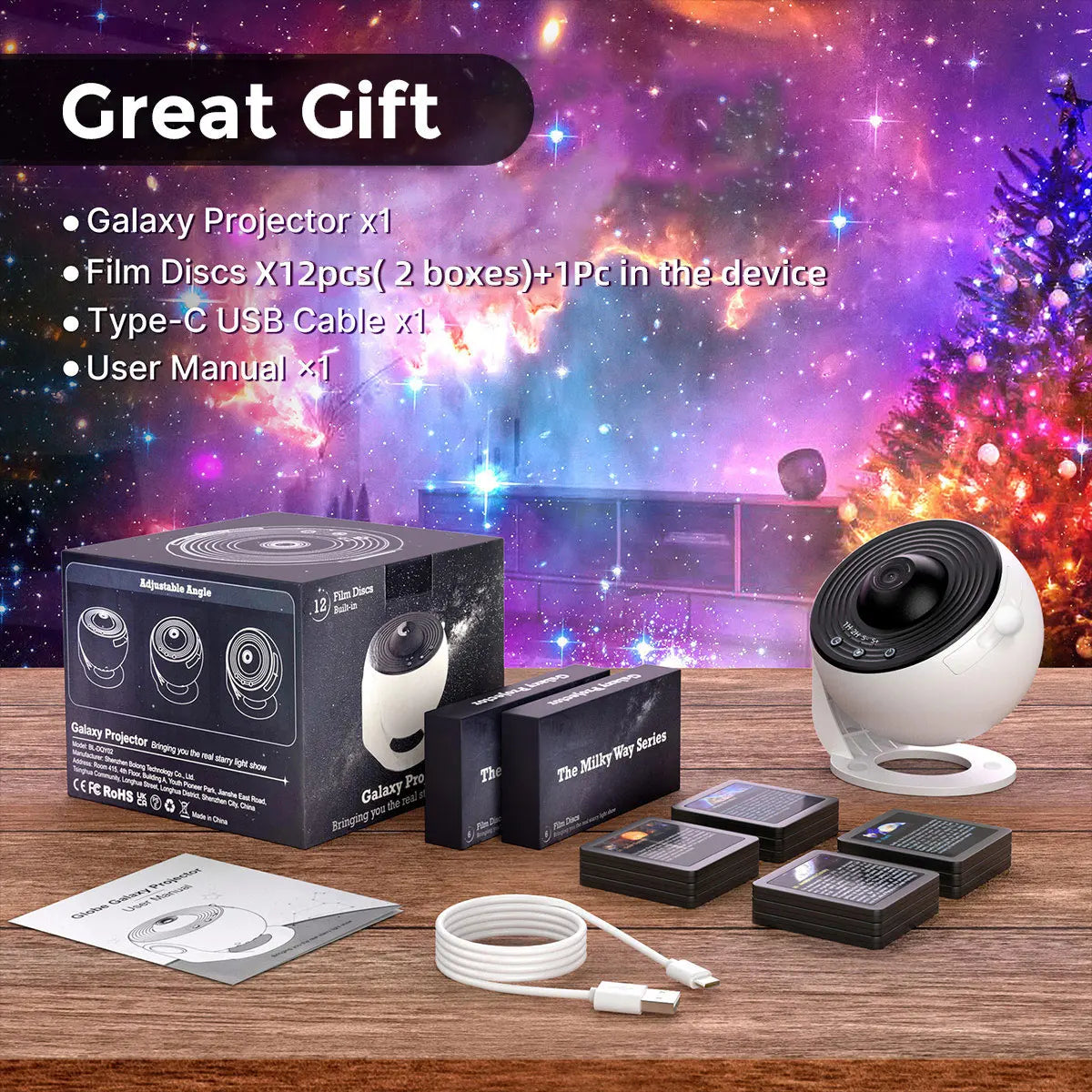 13-in-1 Galaxy Ultral Star Projector – HD LED Night Light for Kids & Adults