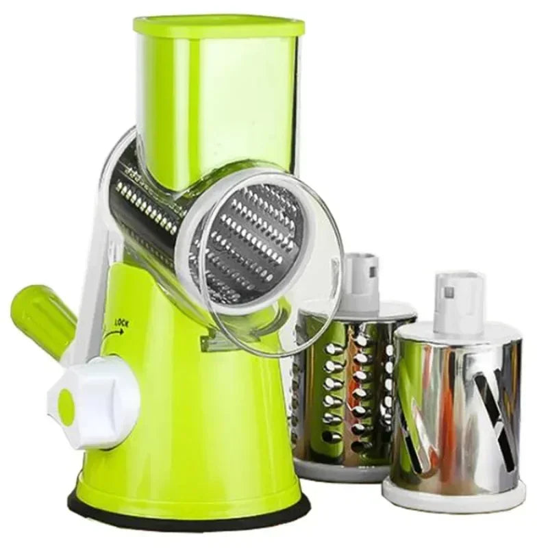 Manual Rotary Vegetable Slicer – Round Mandoline Kitchen Grater & Cutter