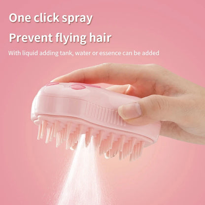 3-in-1 Pet Brush – Electric Spray Grooming Comb for Cats & Dogs