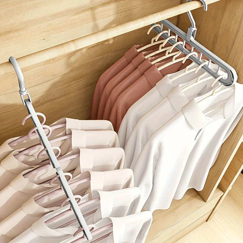 3pcs Plastic 9-Hole Foldable Hangers – Heavy Duty Space-Saving Clothes Organizer
