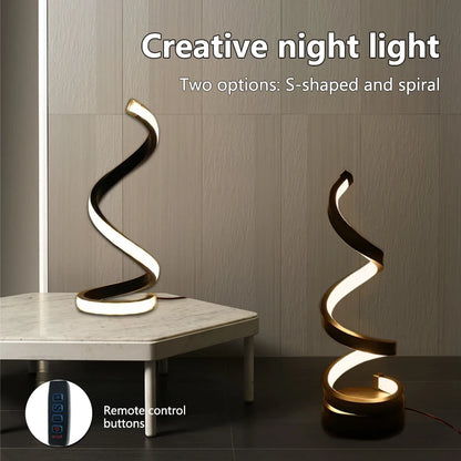 White RGB LED Table Lamp – Dimmable USB Night Light Spiral Snake Design