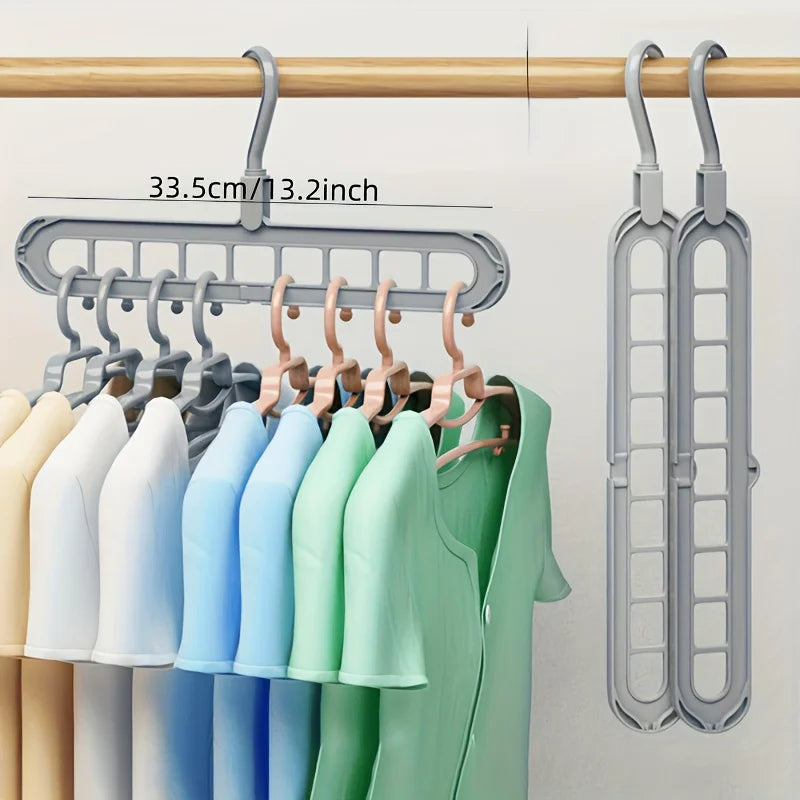 3pcs Plastic 9-Hole Foldable Hangers – Heavy Duty Space-Saving Clothes Organizer