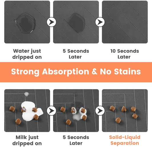Absorbent Pet Feeding Mat – Waterproof Placemat for Dog & Cat Bowls