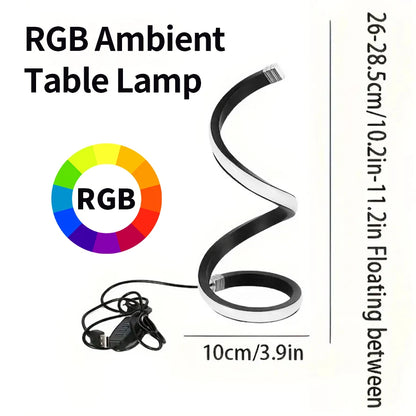 White RGB LED Table Lamp – Dimmable USB Night Light Spiral Snake Design