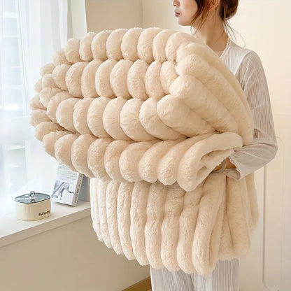 Light Luxury Solid Color Rabbit Velvet Blanket – Warmth & Elegance Combined