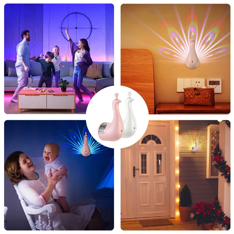 Peacocks Wall Lamp – Colorful 3D Animal Lighting for a Creative Bedroom Atmosphere