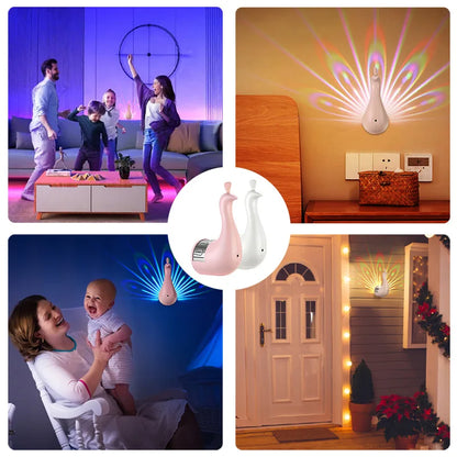 Peacocks Wall Lamp – Colorful 3D Animal Lighting for a Creative Bedroom Atmosphere