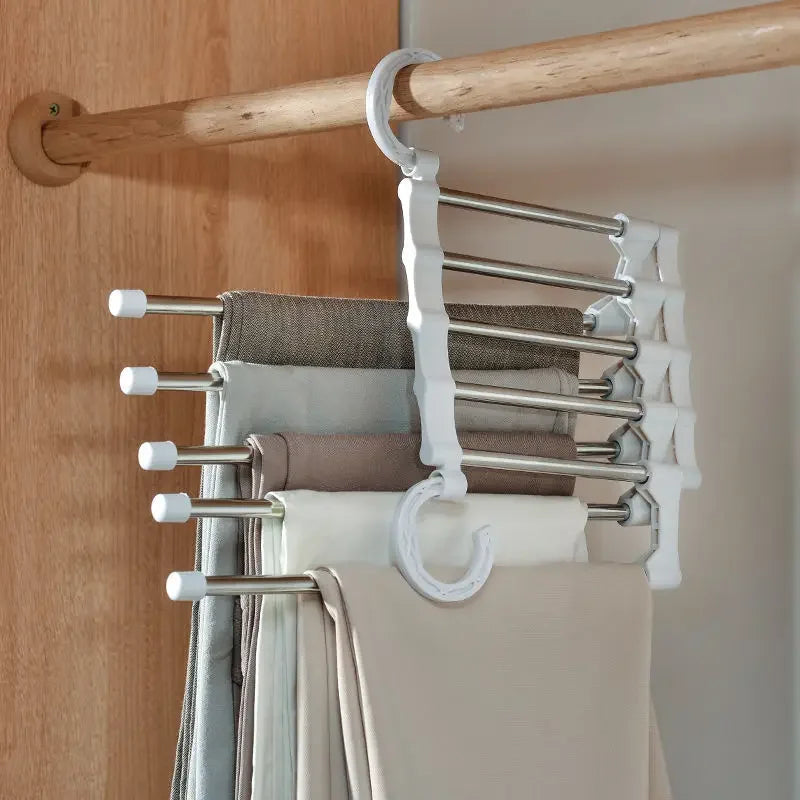 1PC Telescopic Folding Pants Rack – Multi-Layer Pants Hanger for Wardrobe Storage