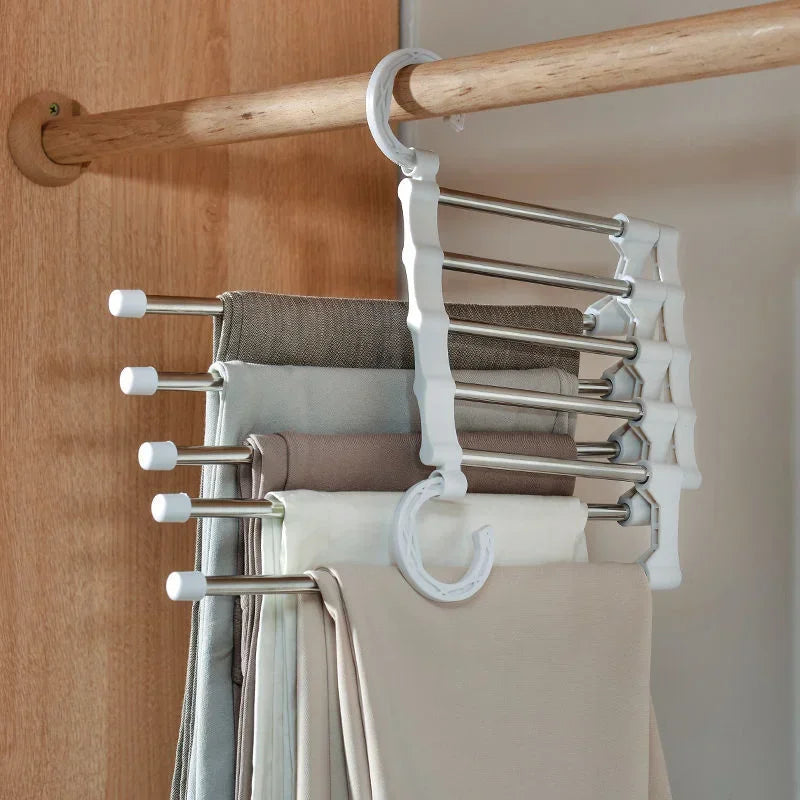 1PC Telescopic Folding Pants Rack – Multi-Layer Pants Hanger for Wardrobe Storage