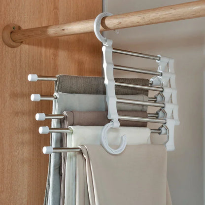 1PC Telescopic Folding Pants Rack – Multi-Layer Pants Hanger for Wardrobe Storage