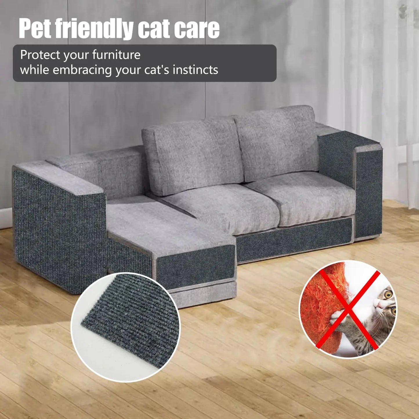 Anti-Cat Scratch Mat – Trimmable Self-Adhesive Carpet for Furniture & Sofa Protection