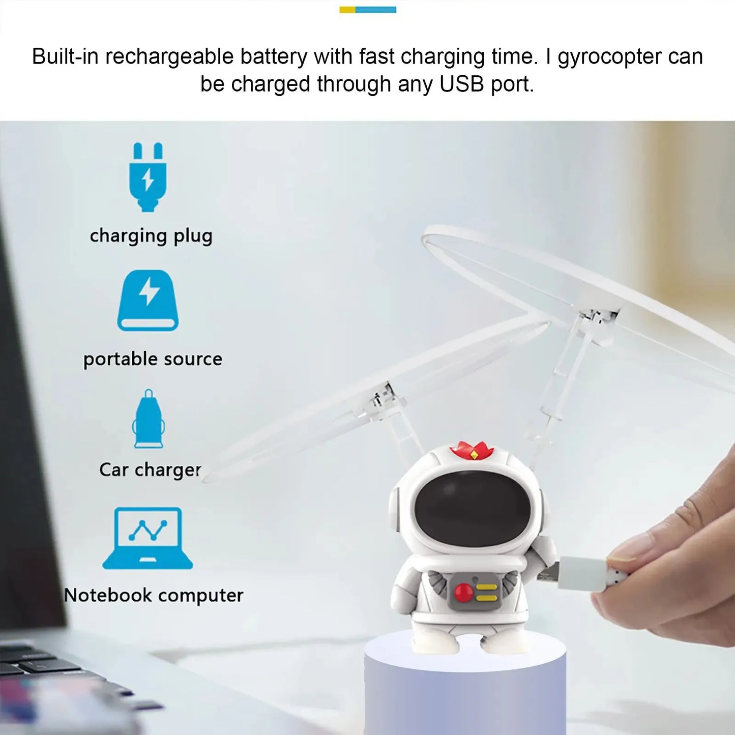 Levitating Luminous Flying Robot Astronaut Toy – Interactive Hand-Controlled Drone