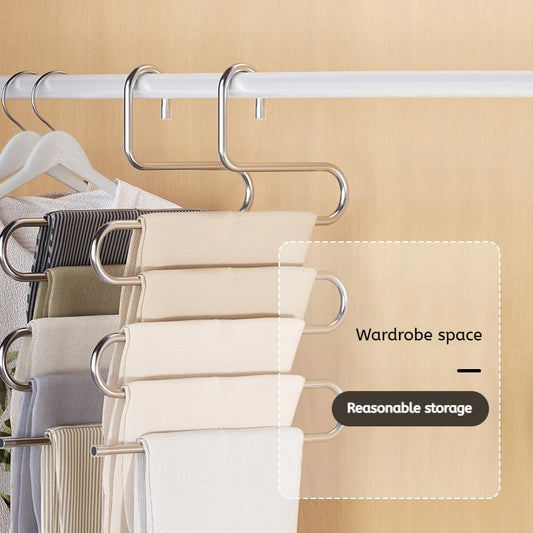 5-Layer Multi-Functional Clothes Hangers – Non-Slip Pant Storage Rack