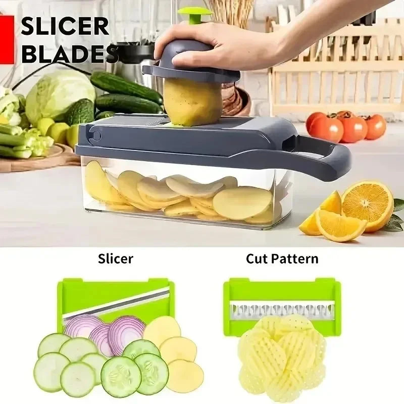 14/16-in-1 Multifunctional Vegetable Chopper – Food Grater, Slicer, and Dicer