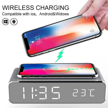 Wireless Charger Time Alarm Clock – All-in-One Charging Dock Station