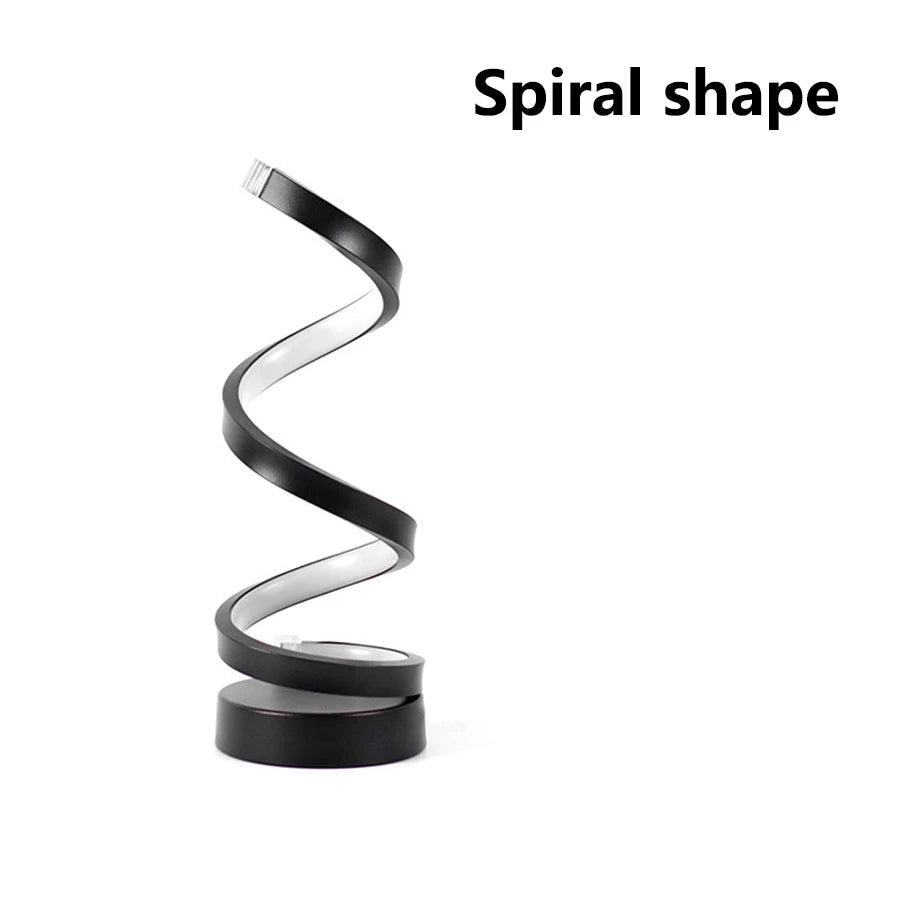 White RGB LED Table Lamp – Dimmable USB Night Light Spiral Snake Design