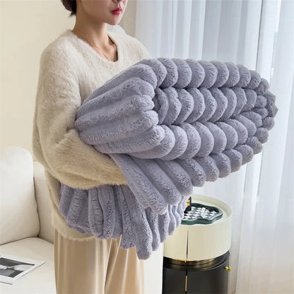 Light Luxury Solid Color Rabbit Velvet Blanket – Warmth & Elegance Combined